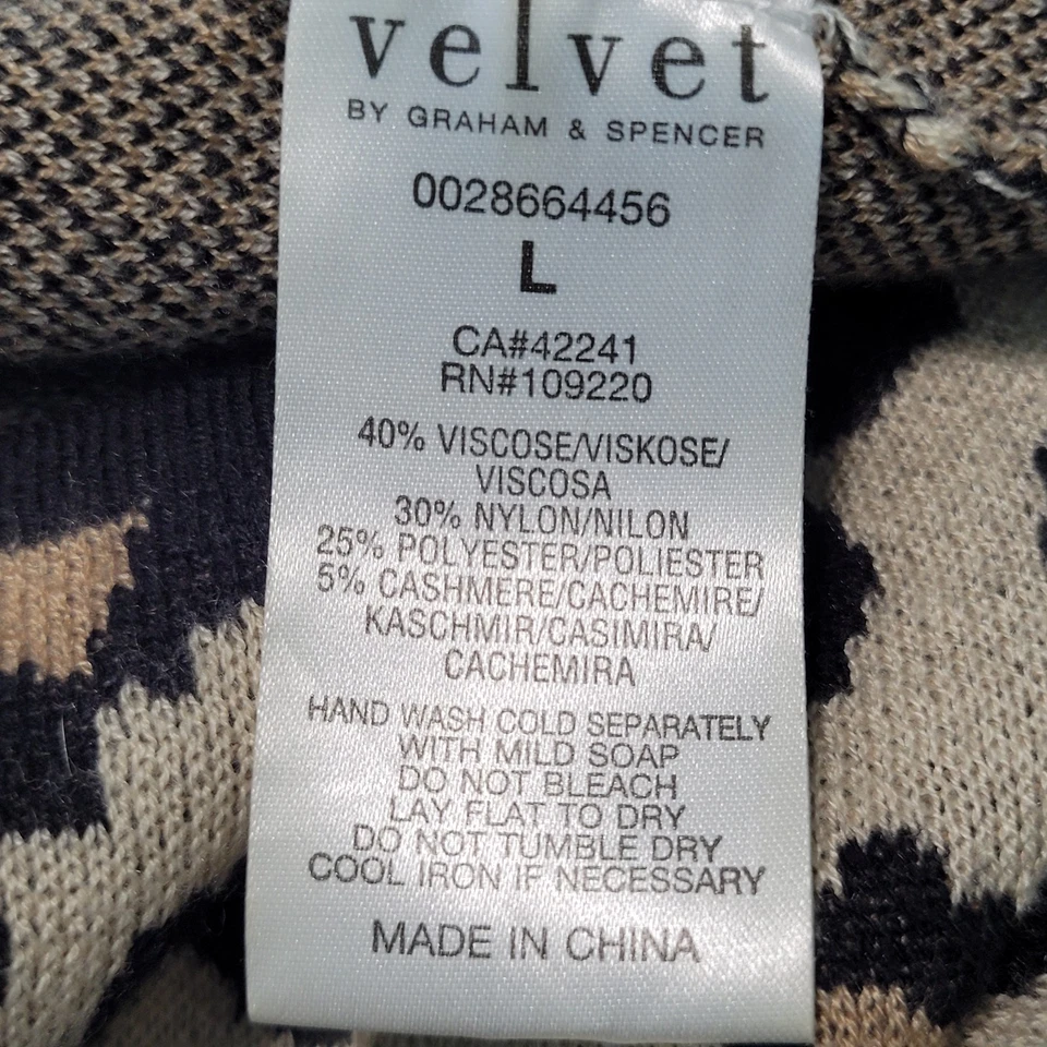 Vestido Suéter Terciopelo Beige Leopardo Mezcla Cachemira Tejido Manga Larga Talla Grande L Foto 4 de 4