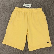 Lacoste Fleece Sweat Shorts Mens Small Yellow Cotton Blend Logo 9” Inseam NEW$80