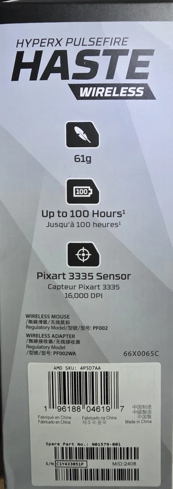 Hyper X Pulsefire Haste Wireless Ultra Lightweight Gaming Mouse NEW - Image 3 of 3