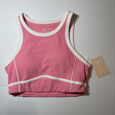 Wilo The Label Sports Bra Womens Small Ribbed Longline Pink Athletic NWT