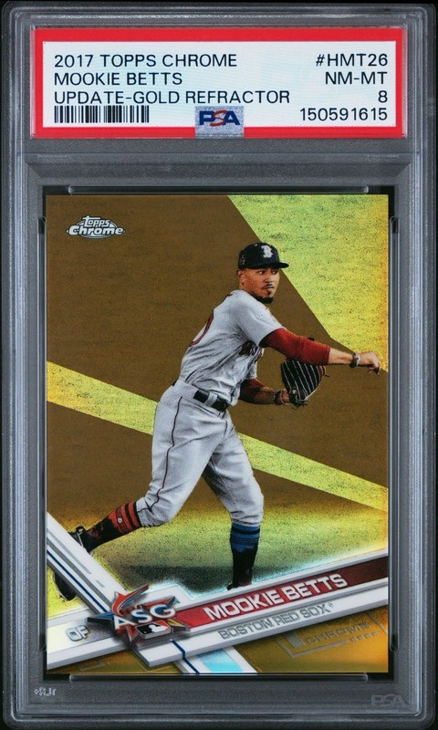 2017 Topps Chrome Update Mookie Betts /50 Gold Refractor HMT26 PSA 8