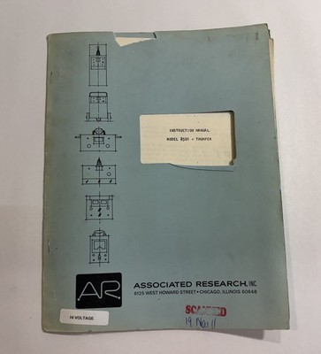 Associated Research 8501 Thumper Instruction Manual User Manual Keeler Polygraph