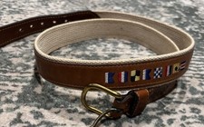 Vintage Reed Riders Nautical Theme Woven/leather Belt Made In USA Size 38 Brass
