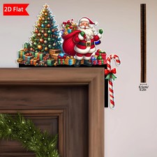 1pcs 2D Christmas Corner Sign Santa Tree Santa Claus Frame Wooden Door Sitter Ho