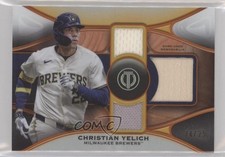 2025 Topps Tribute Triple Relics Orange 24/25 Christian Yelich #TTR-CY 15w8