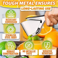 LEMON SQUEZZER STAINLESS STEEL - STRONG BEND & RUST RESISTANT FLAT LEMON JUICER