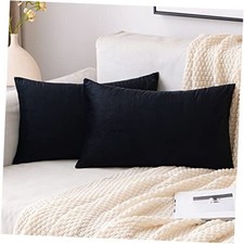Pack of 2 Velvet Throw Pillow Covers Decorative 20" x 12" Pack of 2 Black a