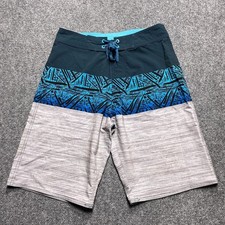 Burnside Board Shorts Mens 28 Blue Grey Tribal Geometric Print Swim Trunks