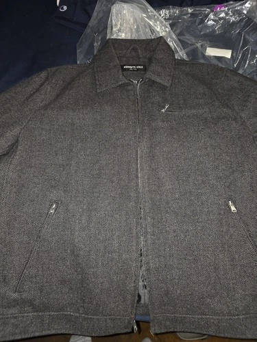 Kenneth Cole NY Men's Gray Herringbone Full Zip Jacket w/ Pockets 2XL image 6