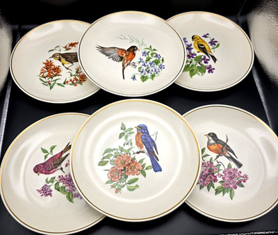 Set of 6 Schuman Arzberg Bavaria Bird Plates Gold Rimmed Approx 8 1/2''
