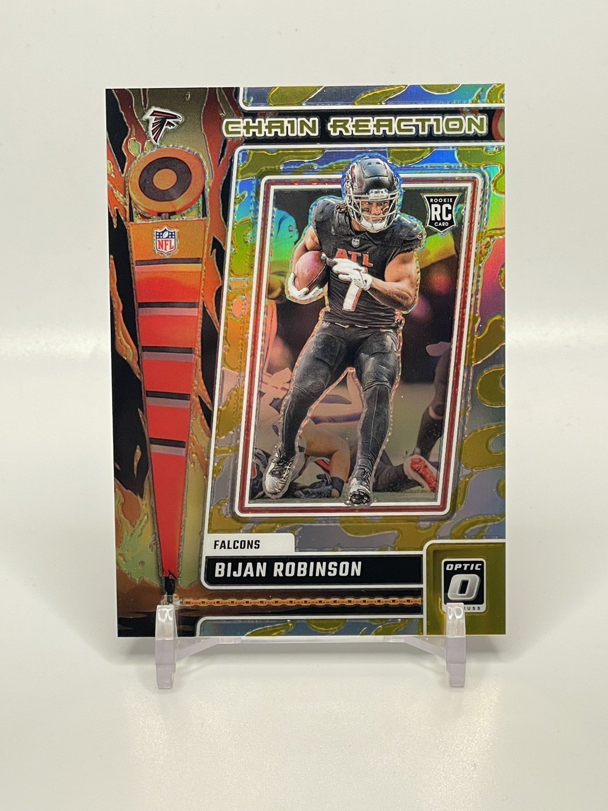 2023 Donruss Optic Bijan Robinson RC Chain Reaction GOLD /10 FALCONS
