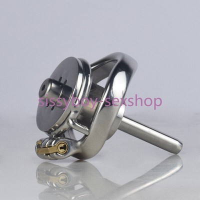 New Inverted Negative Lock Chastity Cage Gear Stainless Steel Ring Men Restrain