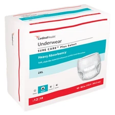 Covidien Sure Care Plus Select Adult Disposable Underwear 2X-Large 1560P 12 Ct