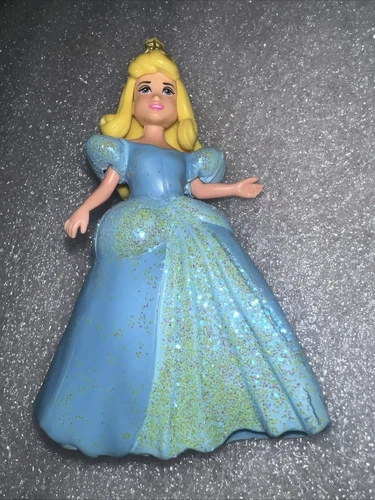 Disney Princess Polly pocket blonde hair, blue dress, pink shoes, and underwear