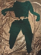 2 Pc Pants and Crop Top Set Women's - Large - Green