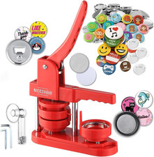 DIY Button Maker Kit - 2.25" Machine with 100 Buttons  Accessories - Red