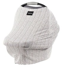 NWOT Milk Snob Luxe 5 in 1 Stretchy Nursing Car Seat Cover Gray Grey Herringbone
