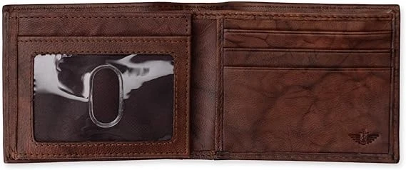 Dockers - Men's Bifold Leather Wallet Thin RFID Blocking Security, Brown - Image 2 of 2