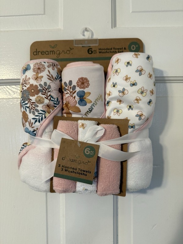 Dream Gro 6 Pc Set Hooded Towels And Wash Cloths New