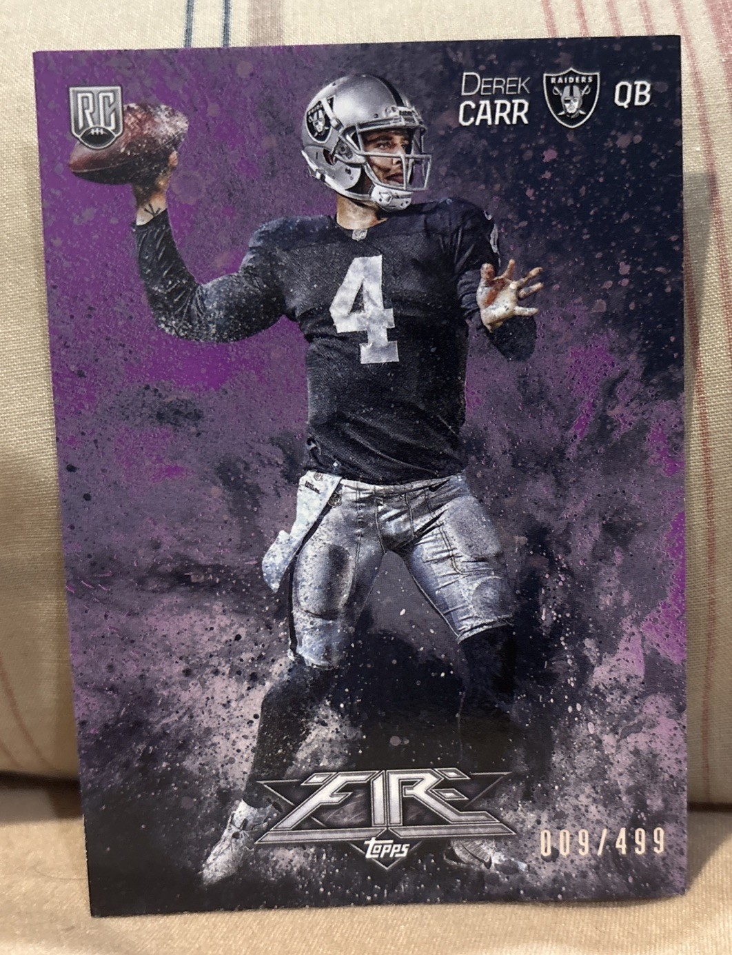 Derek Carr Topps Fire #154 Purple