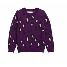 Cotton Emporium Girls Leopard Print Sweater Purple Large