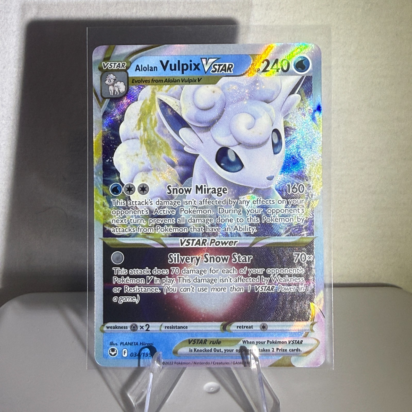 Alolan Vulpix VSTAR 034/195 Silver Tempest Holo NM