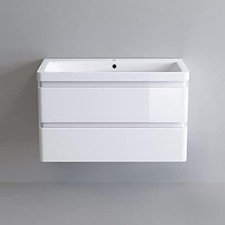 iBathUK Wall Hung Bathroom Vanity Unit with Sink Basin and Storage Furniture