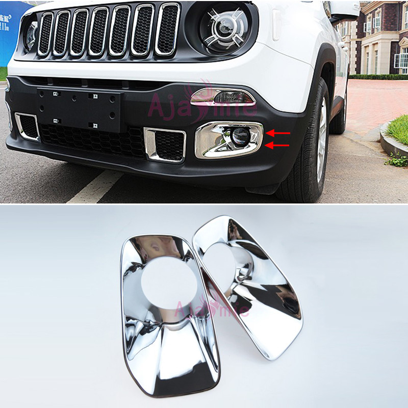 Chrome Front Fog Lamp Cover for 2016-2017 Jeep Renegade