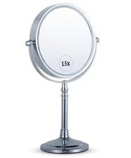 MIRRORVANA 15X Magnifying Makeup Mirror with Stand - Double-Sided 15X/1X Desi...
