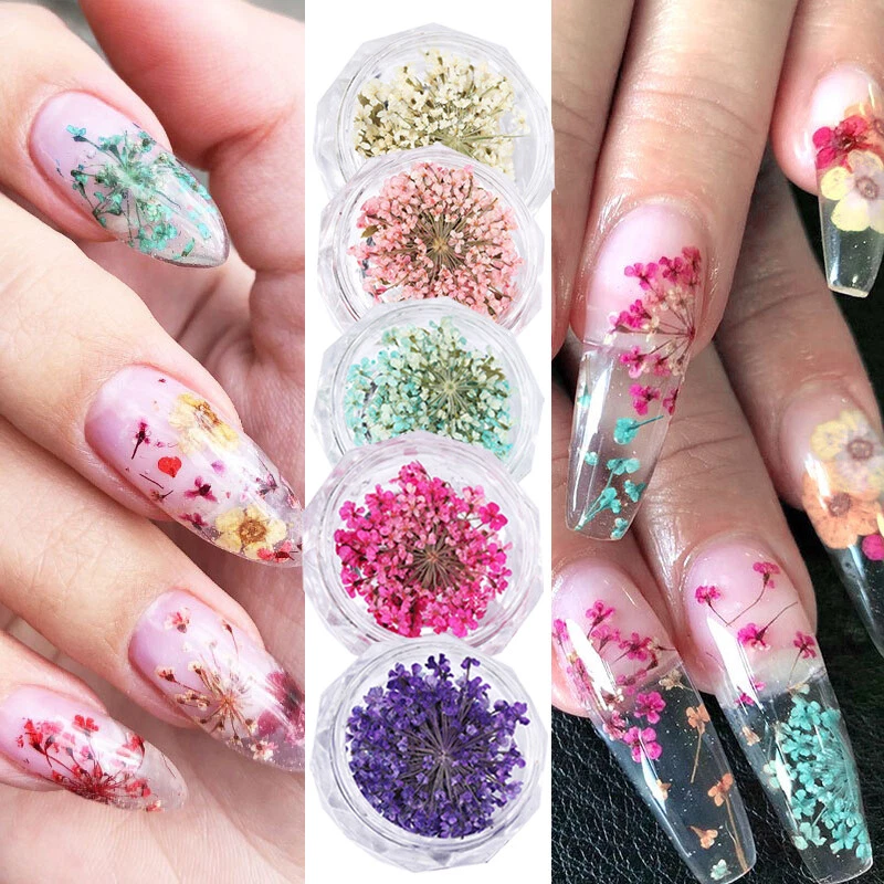 6Color Real Dried Flowers 3D Nail Art Decors Design DIY Tips