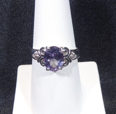 2.25 ct Colour Change Alexandrite White CZ Solid 925 Sterling Silver Ring