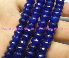 Wholesale 5 Strands 4x6mm Faceted Blue Jade Gemstone Abacus Loose Beads 15"