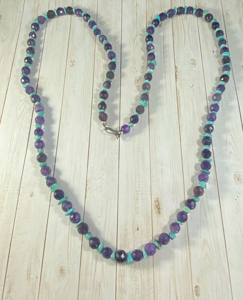 Jay King DTR Necklace 925 Turquoise Amethyst Beaded Signed - Image 2 of 4
