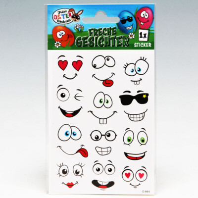 Oster Eier Sticker freche lustige Gesichter 12er Aufkleber Ostern Deko einfach