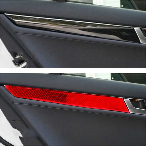 4Pcs For Mercedes-Benz C-class W204 2007-2013Red Carbon Fiber Door Panel Trim - Picture 8 of 17