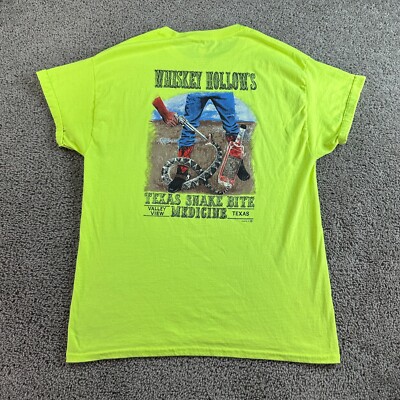 Whiskey Hollows Shirt Mens Large Neon Green Texas Snake Bite Medicine