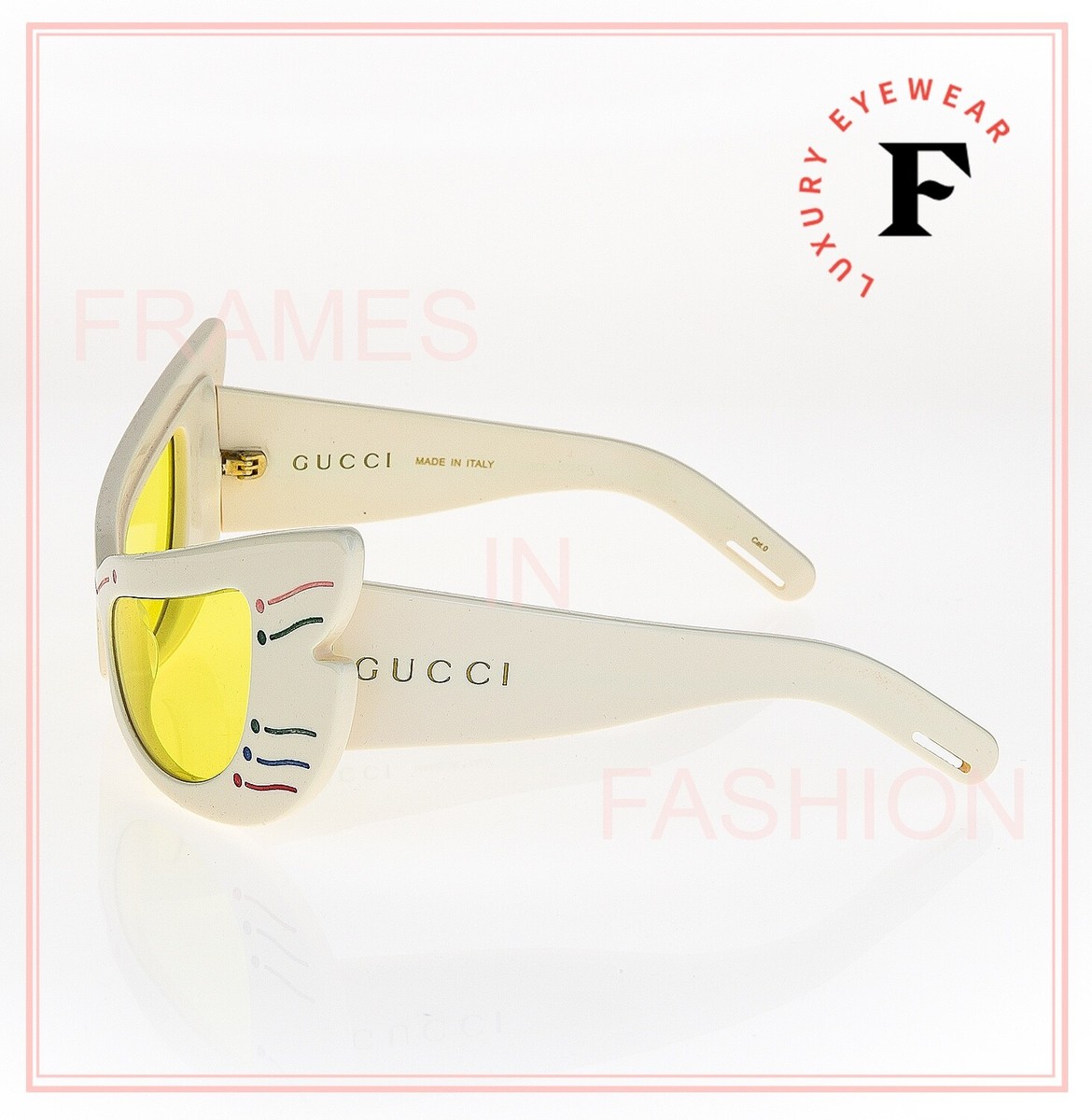 GUCCI Hollywood Forever 0710 Ivory Yellow Wing Mask GUCCI Hollywood Forever 0710 Ivory Yellow Wing Mask