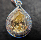 PAJ 925 Sterling Silver Necklace 10mm Yellow CZ Pear Pendant and Earrings Set — photo 9