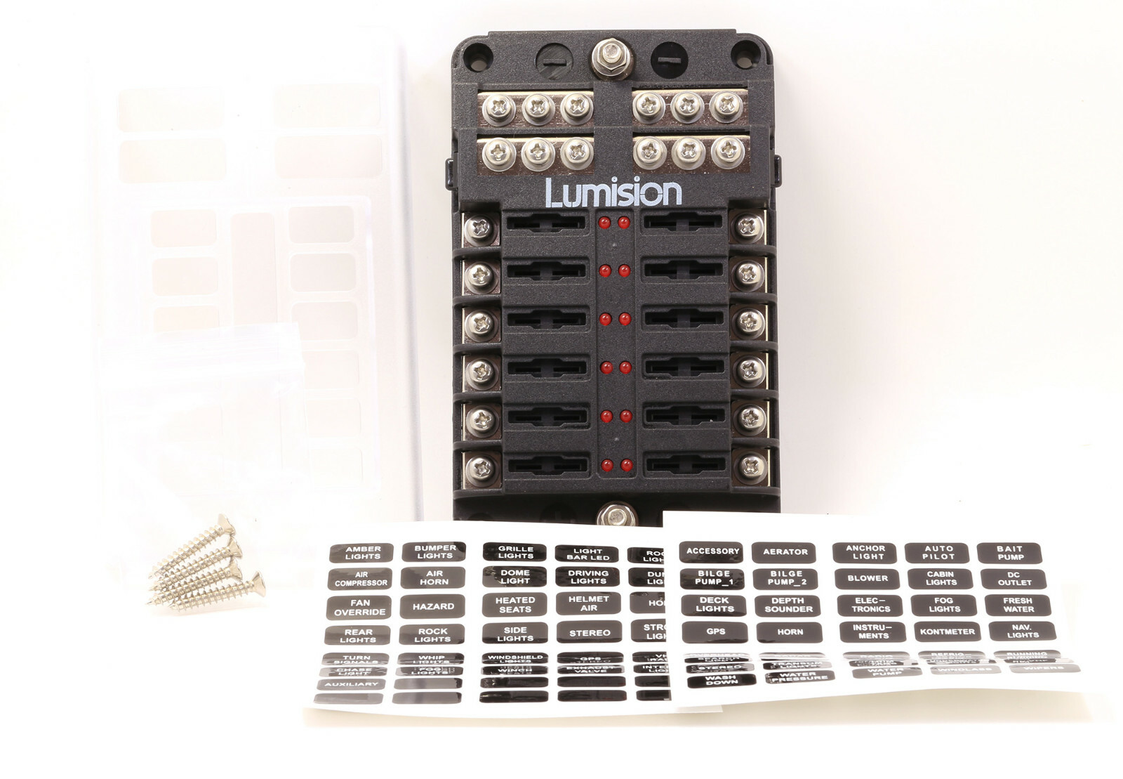 12 Way Port 12V-24V DC ATO Fuse Block Weather Proof Holder w/ Negative RV BOAT