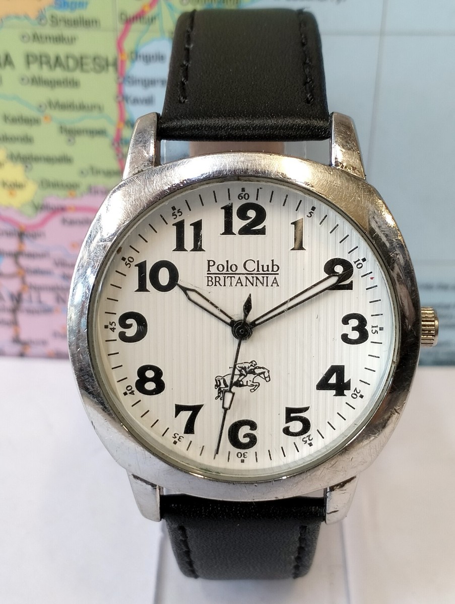 POLO CLUB QUARTZ WHITE DIAL 8008G JAPAN MEN'S FULL WORKING