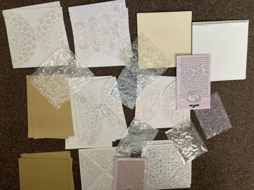 Delicate Laser Cut Cards With 8 Packs Of Pearls 12 Cards- Ideal For Wedding Card - Picture 1 of 10