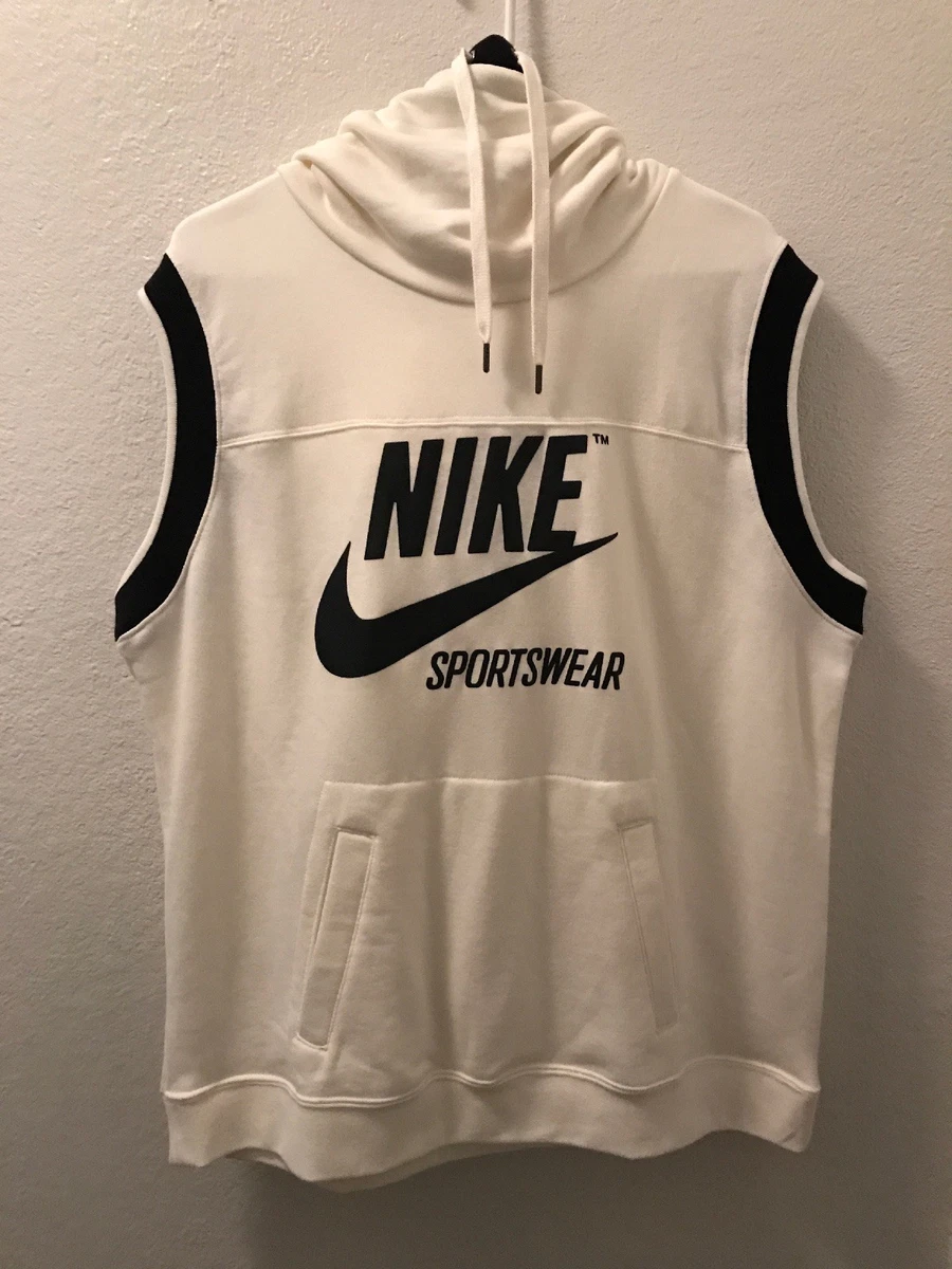 Nike Women'S Archive Sleeveless Hoodie Pullover Cream Black 855705-133  Large | Ebay