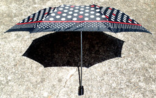 Vintage Black with White  Red Polka-Dot Water Resistant Umbrella