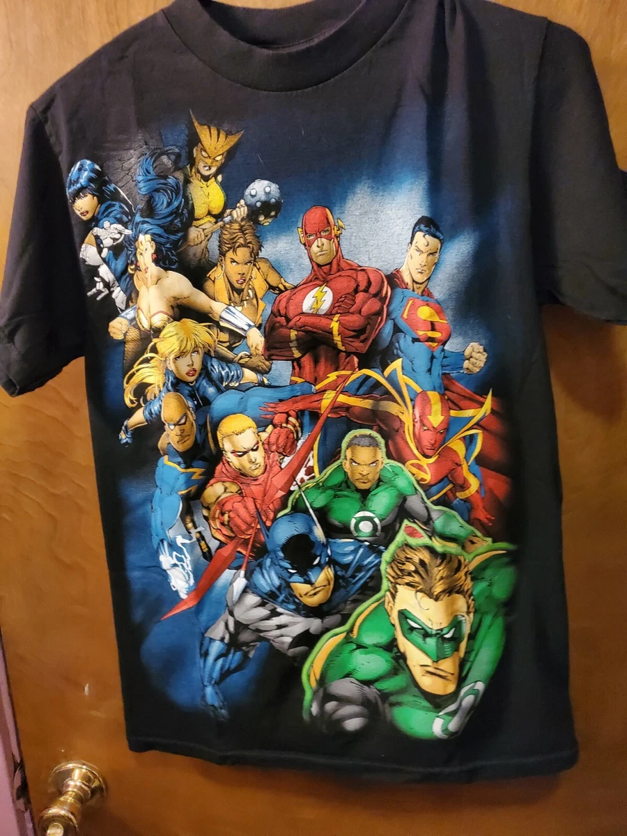 Men s Size Small Justice League Black T Shirt DC Comics Gem MutiColor