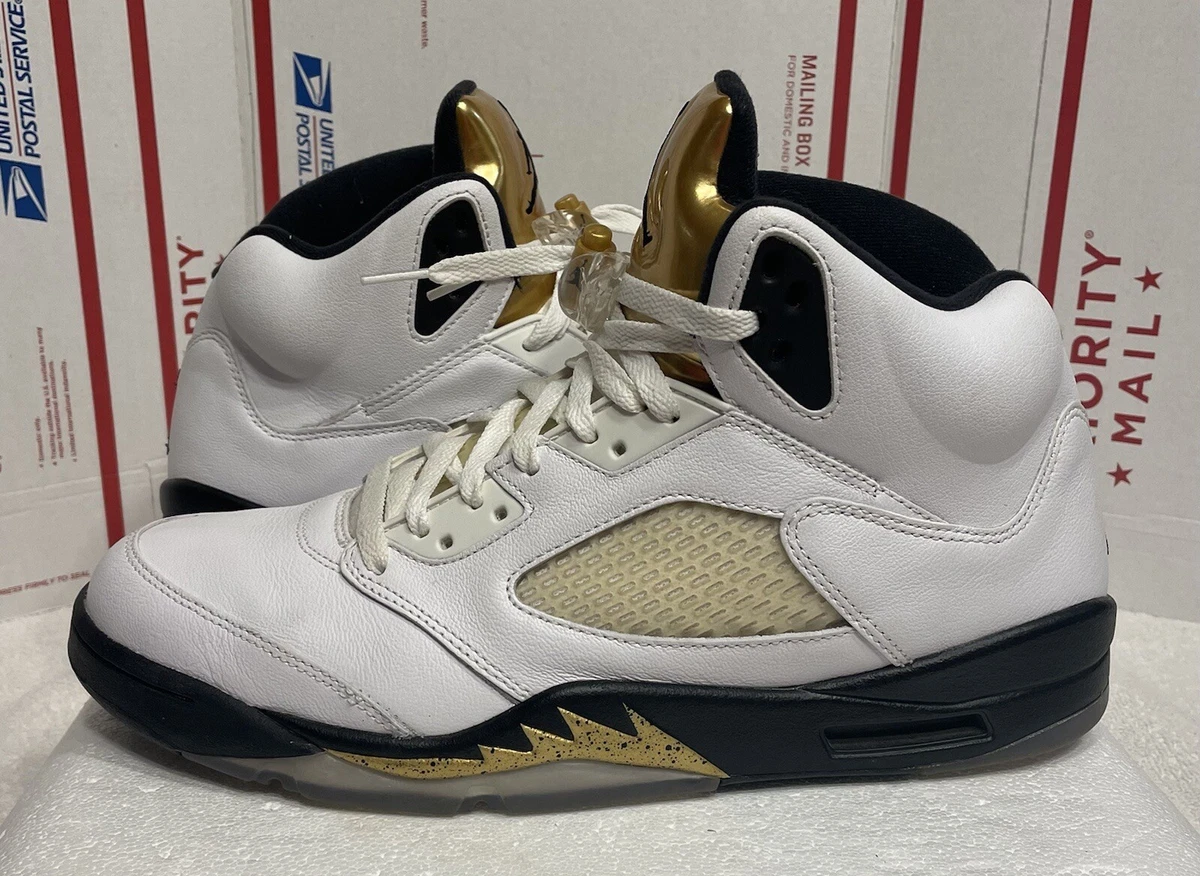 jordan 5 white black gold