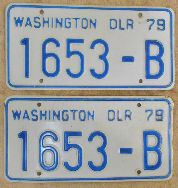 Vintage 1979 State of WASHINGTON DEALER LICENSE PLATES Collector