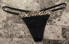 NWT VICTORIA'S SECRET O/S BLACK LEOPARD SMOOTH VINTAGE RARE V STRING PANTIES