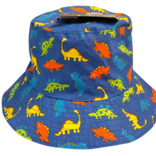 Kids Blue Bucket Sunhat with Dinosaurs Little Wishes Hat One Size NWT Unisex