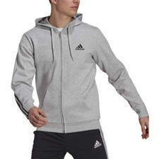 H12214 Mens Adidas Essentials Doubleknit Cut 3-Stripes Full-Zip Hoodie