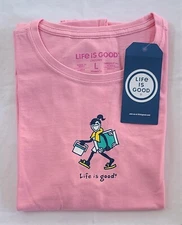 Life Is Good SS Shirt Crusher Tee JACKIE BEACH WALK Chair Relax Chest43 Womens L